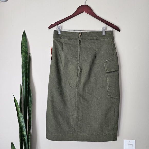 JOE FRESH | NWT Green Cargo Button Detail Midi Skirt - size 4 - Picture 5 of 5